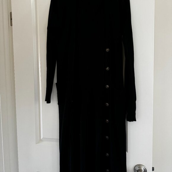 Naadam Cashmere Long Sleeve Cardigan Dress Black Sz S - Picture 2 of 3